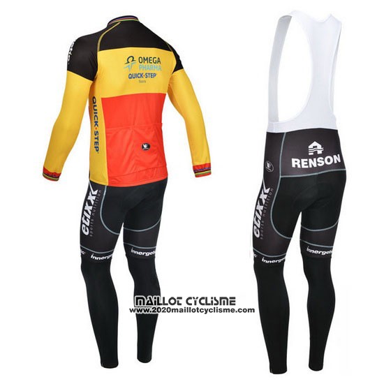 2013 Maillot Ciclismo Omega Pharma Quick Step Champion Belgique Manches Longues et Cuissard